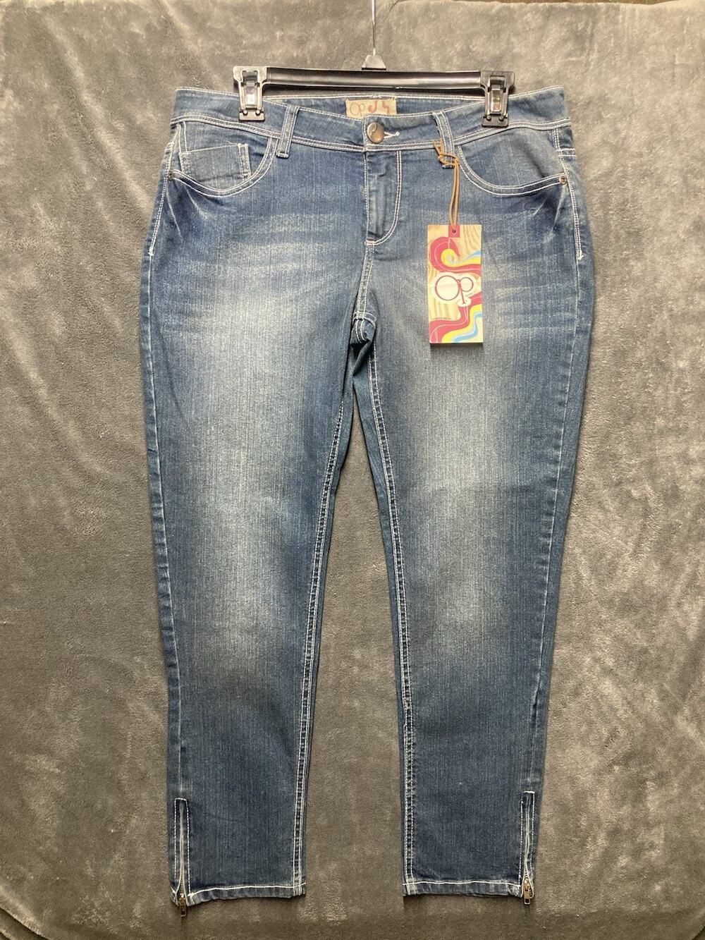 NEW OP Ocean Pacific Ankle Zip Skinny Stretch Denim Blue Jeans Cali Street Jr.11